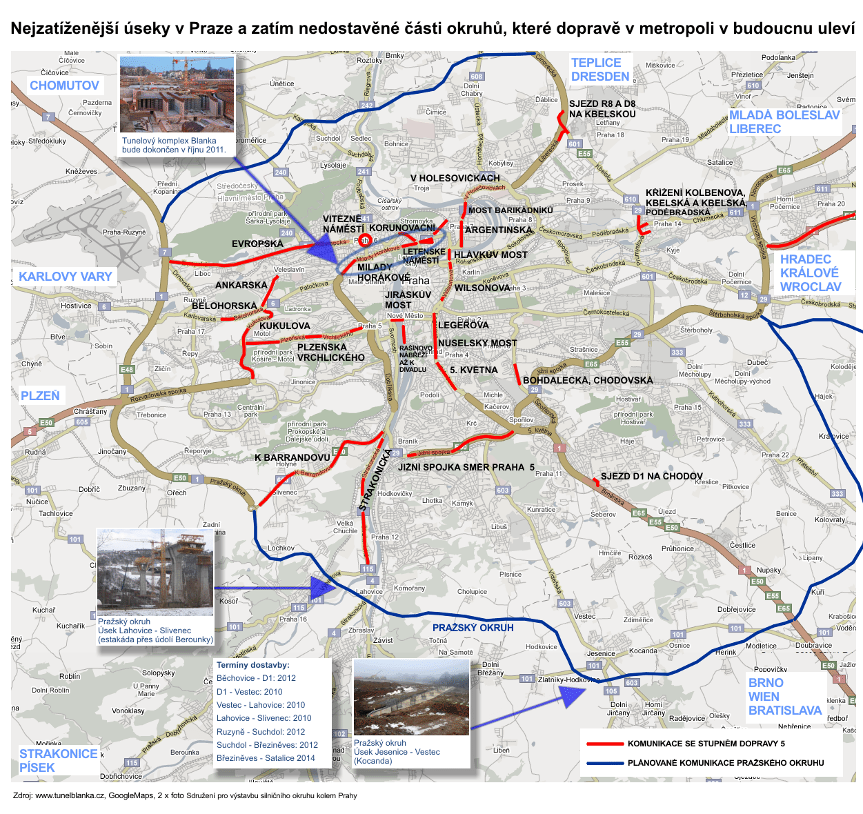 Mapa dopravy v Praze